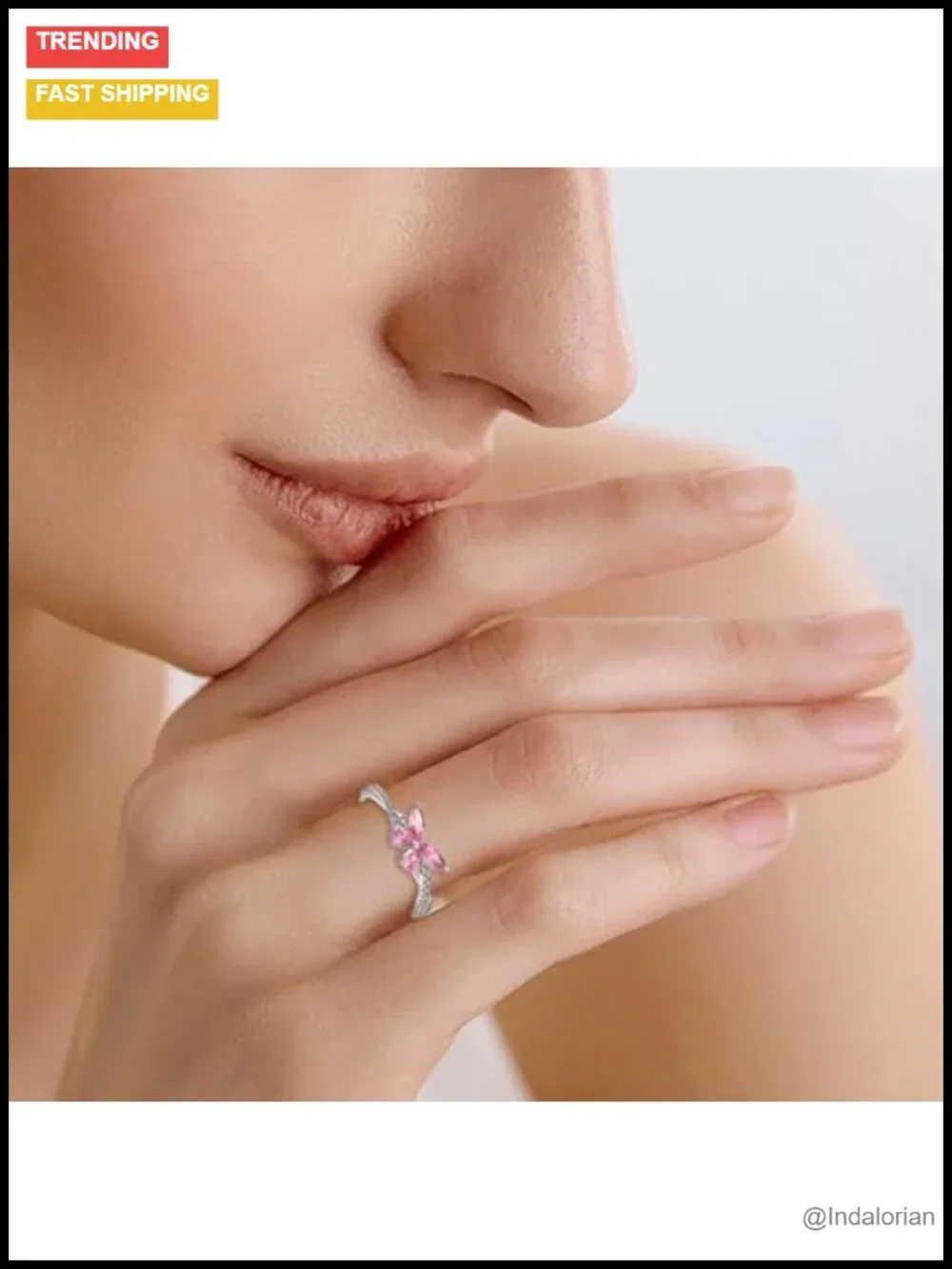 925 Sterling Silver Butterfly Ring Adjustable Infinity Band Women's Jewelry